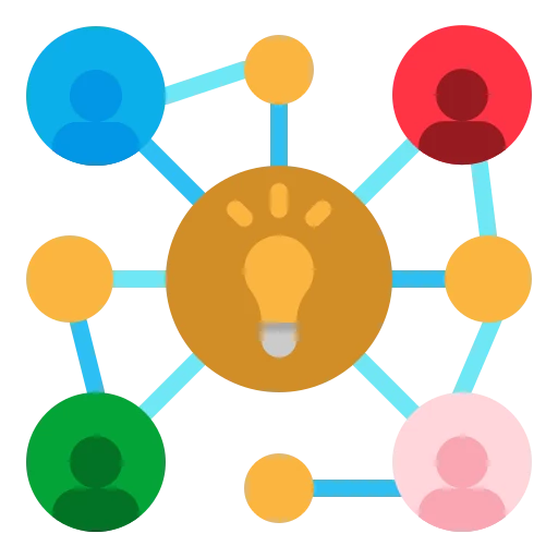 icon displaying a network of ideas and users.